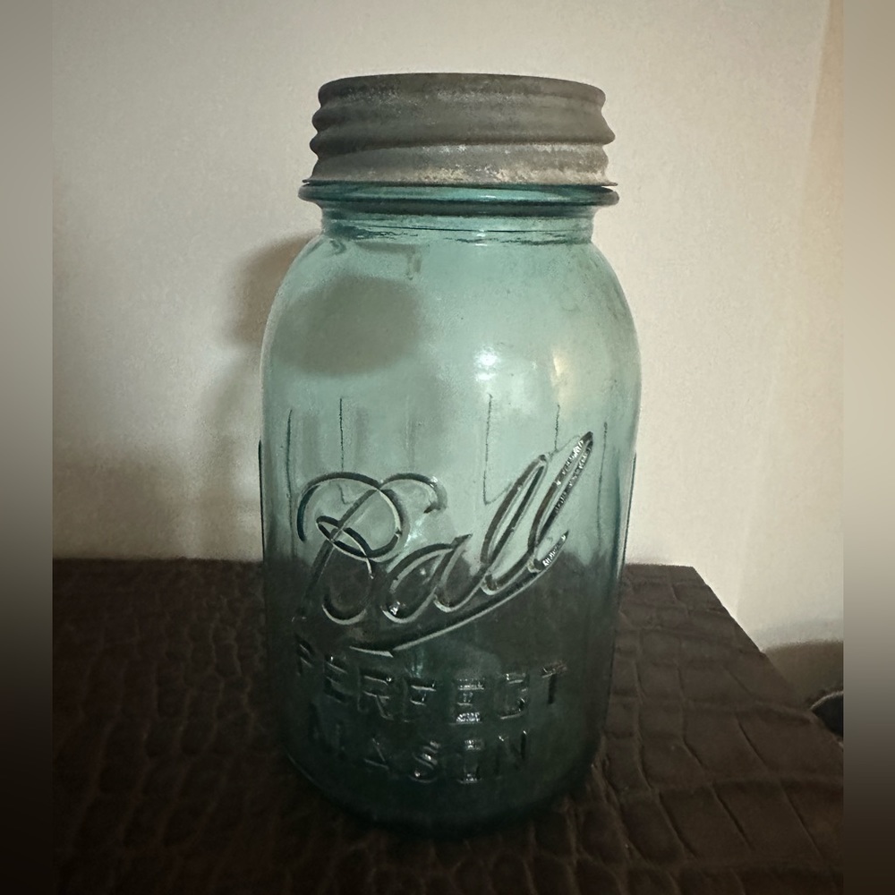 Authentic vintage blue Ball mason jar